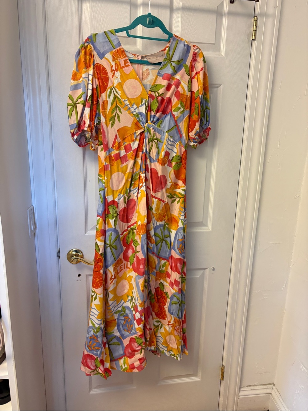 Bright Multicolor Fruit-Print Maxi Dress